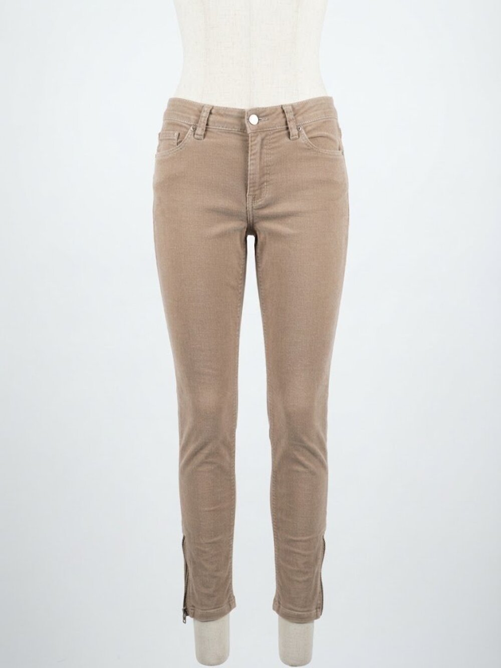 MAC Dream Jeans Summer Chic Taupe Ankle Zip Stretch SkinnyPants Women Size 34/27